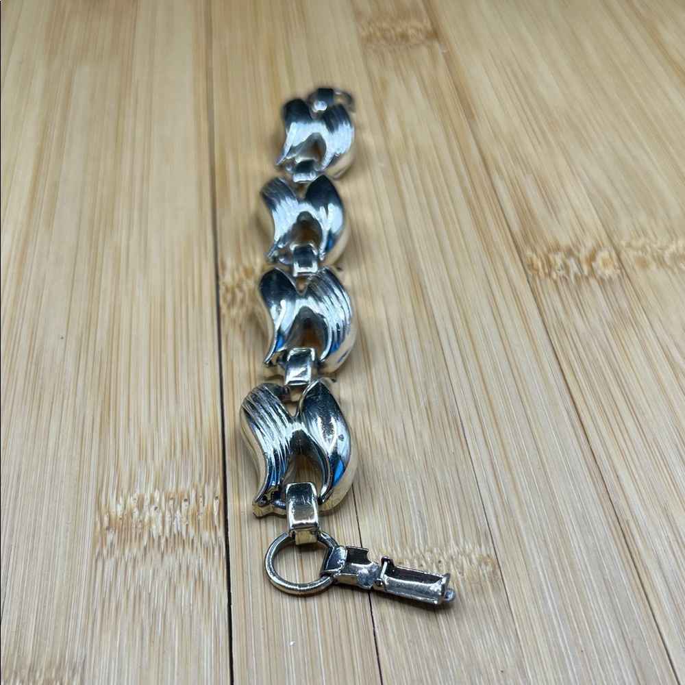 Coro Silver-Tone Sculpted Link Bracelet